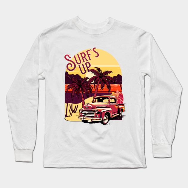 Vintage Truck Surf's Up Long Sleeve T-Shirt by TravelTeezShop